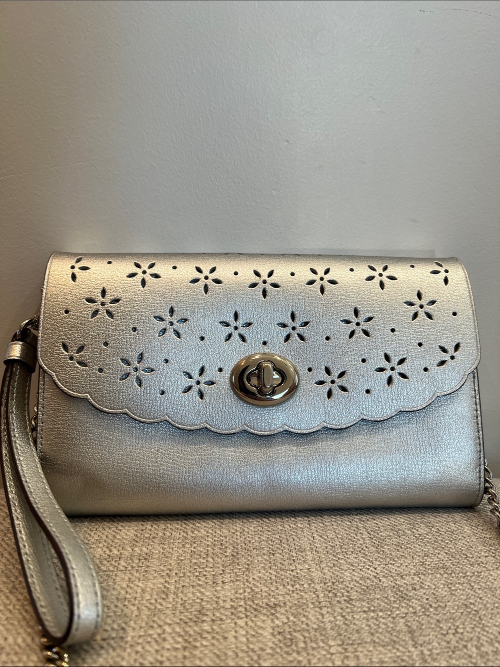 Coach Leather Wristlet and Chain Crossbody